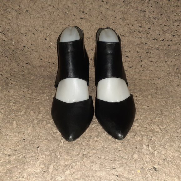 LOEFFLER RANDALL-Annie-Black Leather Pointed  Wedge-Cut-Out-Back Zip-Sz 8.5-EX - Picture 3 of 7